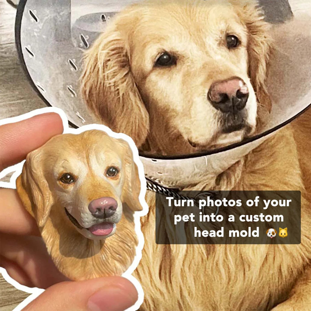Custom-Engraved Magnetic Pet Head Figurine