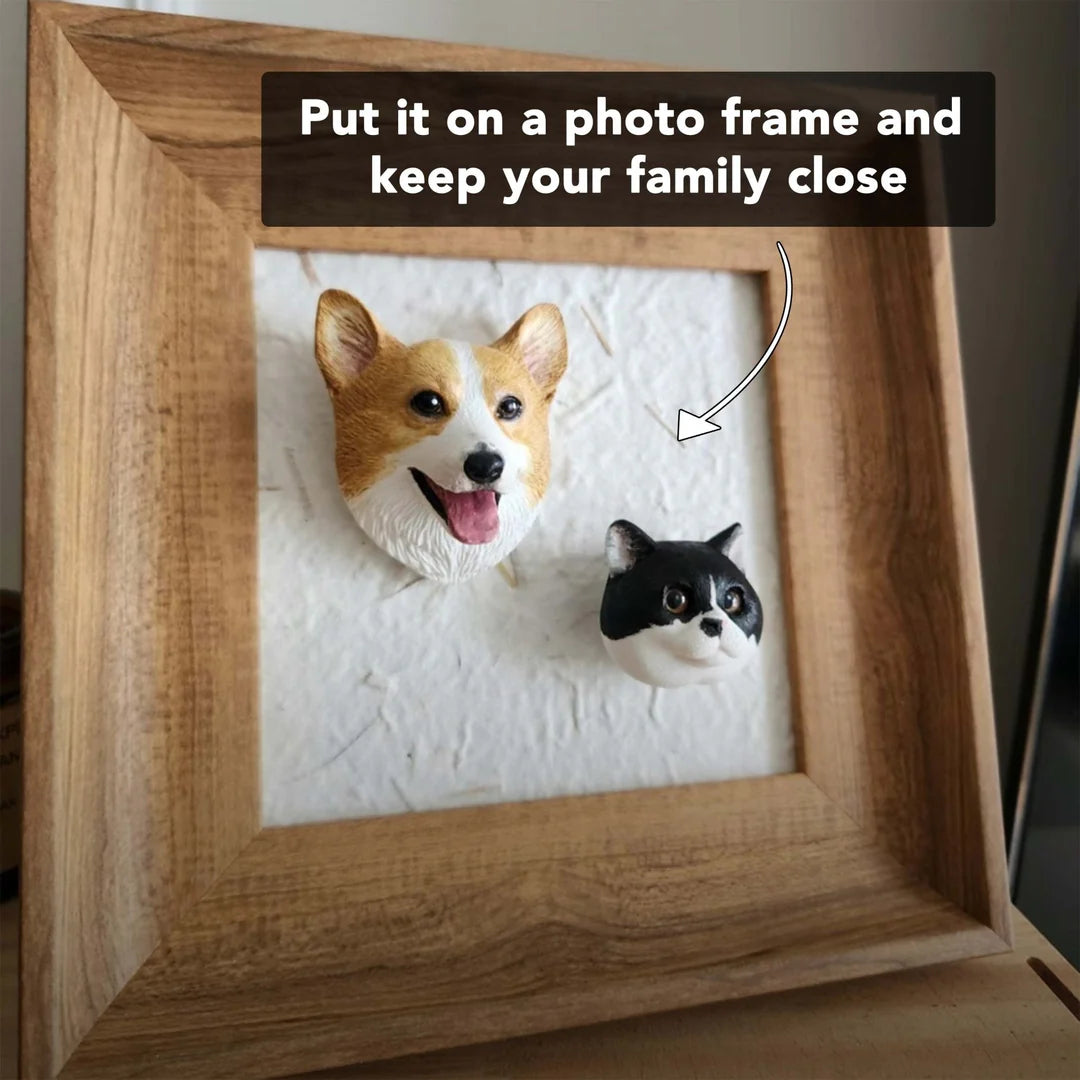 Custom-Engraved Magnetic Pet Head Figurine
